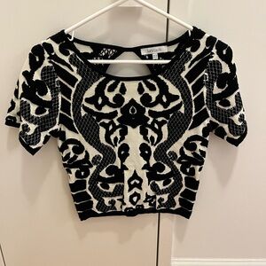 NWOT! Lucy Paris Black and Cream Crop Top